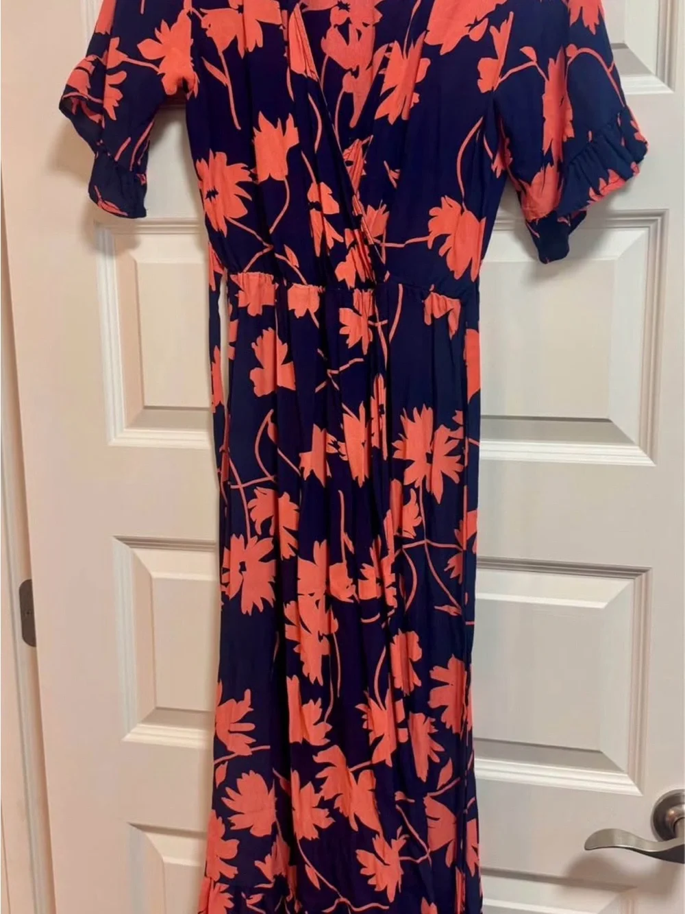 Lucy Love Navy and Coral Floral Wrap Maxi